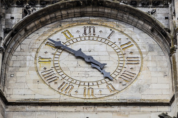 Fototapeta premium Old clock of Troyes Cathedral in Troyes, France