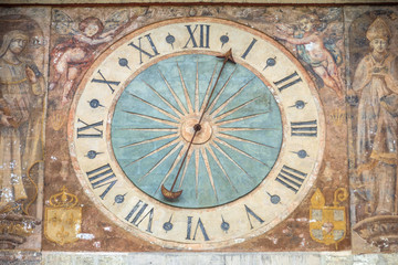 Fototapeta na wymiar Old clock of Église Saint-Rémy de Troyes in Troyes, France
