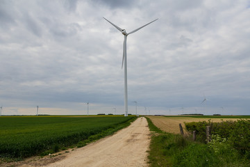Fototapeta na wymiar Wind turbines in Northern France