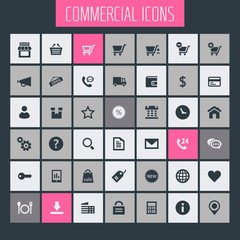 Trendy flat design big commercial icons set