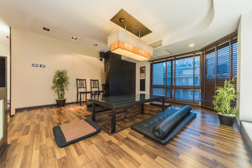 Beautiful living room interior with hardwood floors