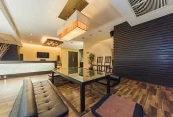 Beautiful living room interior with hardwood floors