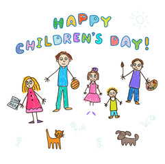 Happy Children's day! Kids Drawing. 