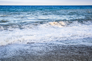 Seascape, view of beach and sea waves