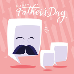 happy father day card with gentleman face and speech bubbles