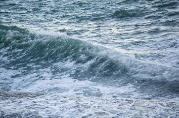Seascape, sea waves on coast