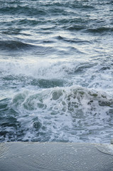 Seascape background of storm, white marine foam