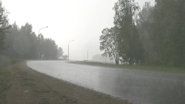 Asphalt road rain