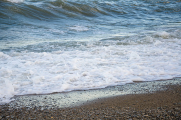 Colorful seascape, view of sea waves on beach