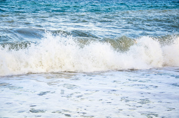 Fototapeta premium Colorful seascape, view of sea waves on beach