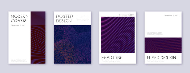 Fototapeta na wymiar Minimal brochure design template set. Violet abstr