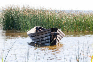 primitive old wooden boats