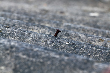Old slate on the roof, nail
