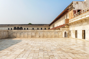 View at the buildings in Agra Fort, India.