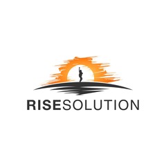rise solution abstract company logo whit sunrise in orange colors