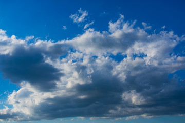 Blue sky with clouds. Blue sky with nimbostratus clouds. Blue sky with clouds background.