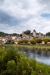 View of Montignac and the Vezere River in the Perigord region of France