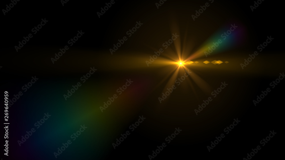 Canvas Prints lens flare light over black background. easy to add overlay or screen filter over photos
