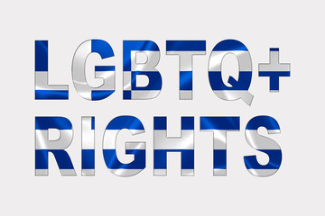 LGBTQ+ Rights Words over Greek Flag.