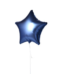 Single light blue big star metallic balloon object for birthday isolated