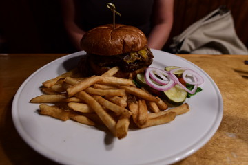 good looking homemade burgers at a diner