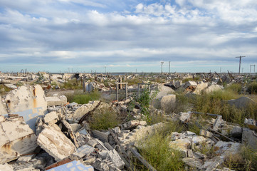 Ruins of the city flooded of Epecuen in Argentina