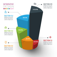 Colorful isometric cylinders of infographics.