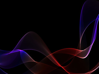 Dark abstract background with a glowing abstract waves