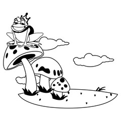 toad prince in garden fairytale character