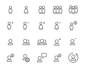 set of people icons, such as population, human, man, contact, group, add friend, team