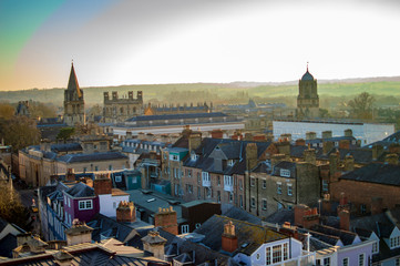 Oxford town with its blue sky line and green areas