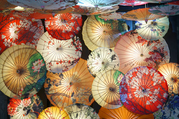 colorful paper umbrella background