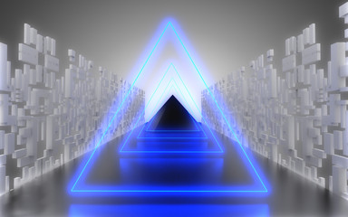 alien spaceship corridor abstract background. 3d illustration