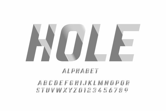 Isometric 3d font design, three-dimensional alphabet letters and numbers