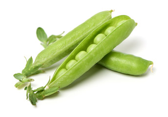 Fresh peas isolated on white background 