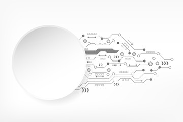 Obraz premium Abstract technology background with futuristic circuit board and various elements digital modern innovation. Hi-tech concept. Vector illustration, Circle empty, space for text