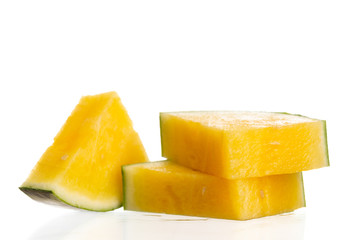 Yellow watermelon on white background