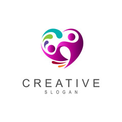 people's logo with love, charity icon and colorful symbol