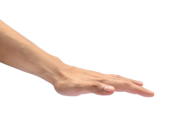 Flat hand down on white background