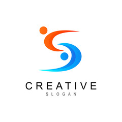 letter s logo + human logo   symbol of a human being handshake