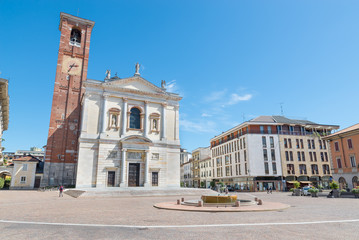 Historic center of an Italian city. Gallarate town, piazza della Libertà (square della Libertà)...