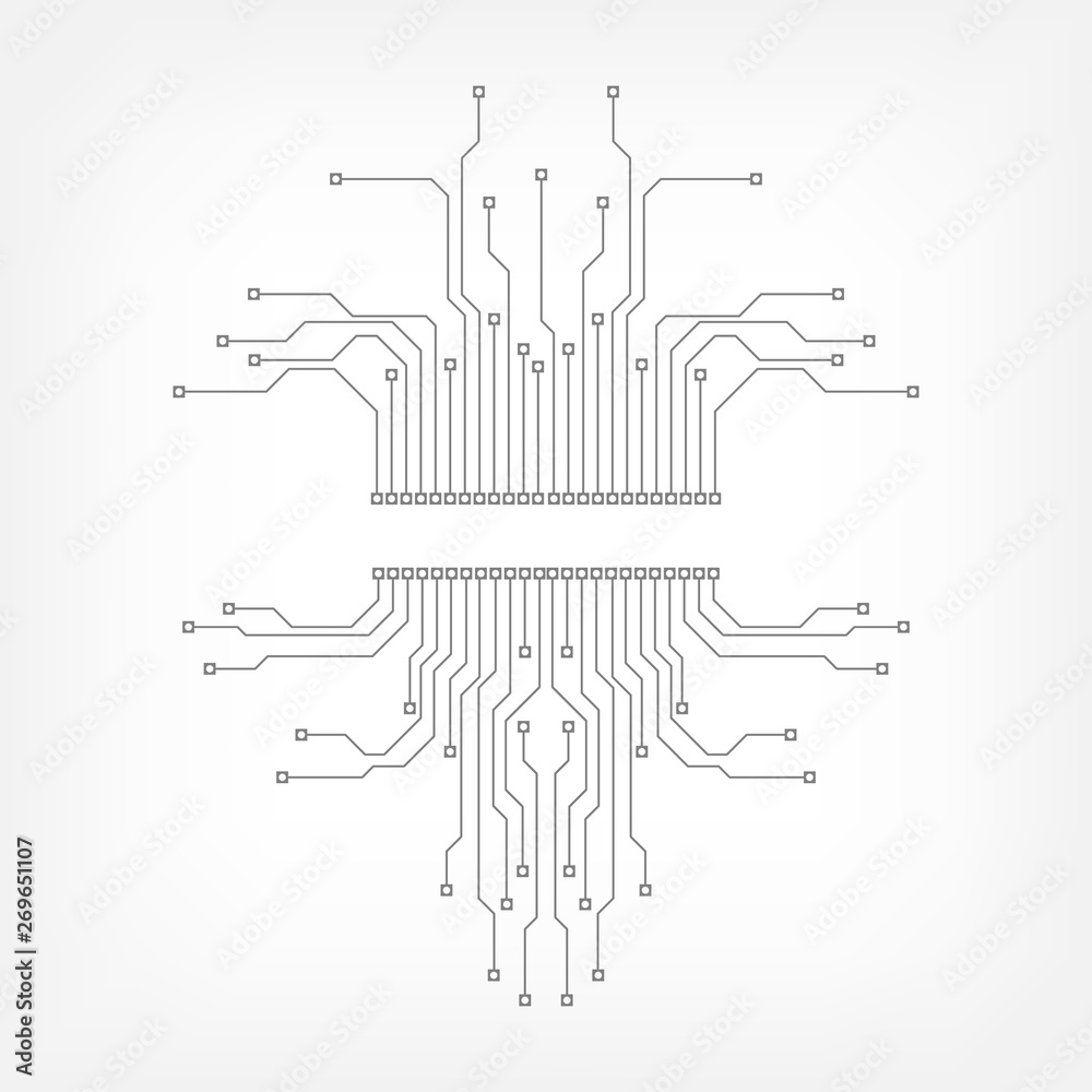 Poster Circuit Board CPU Microprocessor Data Transfer Technology Information Concept Vector Background.