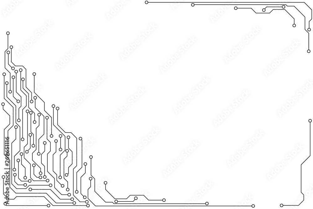Fototapete Circuit Board Technology Information Pattern Concept Vector Background. Grayscale Color Abstract PCB Trace Data Infographic Design Illustration.