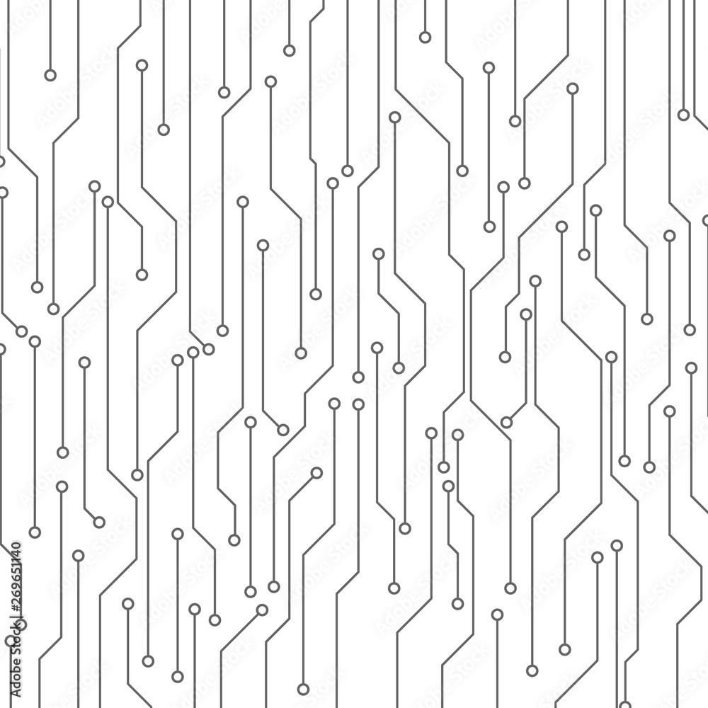 Aufkleber Circuit Board Technology Information Pattern Concept Vector Background. Grayscale Color Abstract PCB Trace Data Infographic Design Illustration.