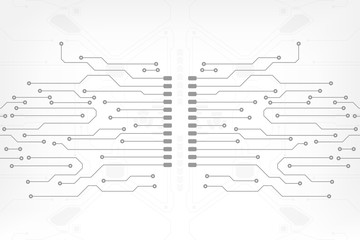 Circuit board grayscale tone futuristic digital technology communication system background template vector design. HUD element technology control panel texture illustration.