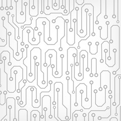 Circuit Board Technology Information Pattern Concept Vector Background. Grayscale Color Abstract PCB Trace Data Infographic Design Illustration.