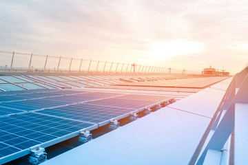 solar cell panels on rooftop , Save energy concept © tonefotografia