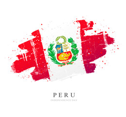 Flag of Peru. Vector illustration on white background. - obrazy, fototapety, plakaty