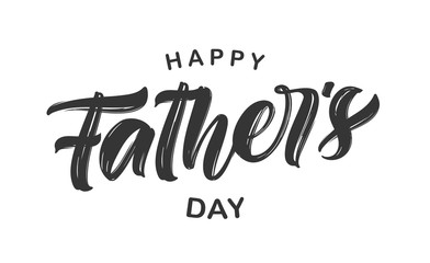 Hand drawn calligraphic type lettering composition of Happy Father's Day on white background.