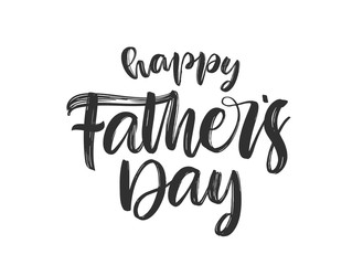 Handwritten calligraphic brush type lettering composition of Happy Father's Day on white background.